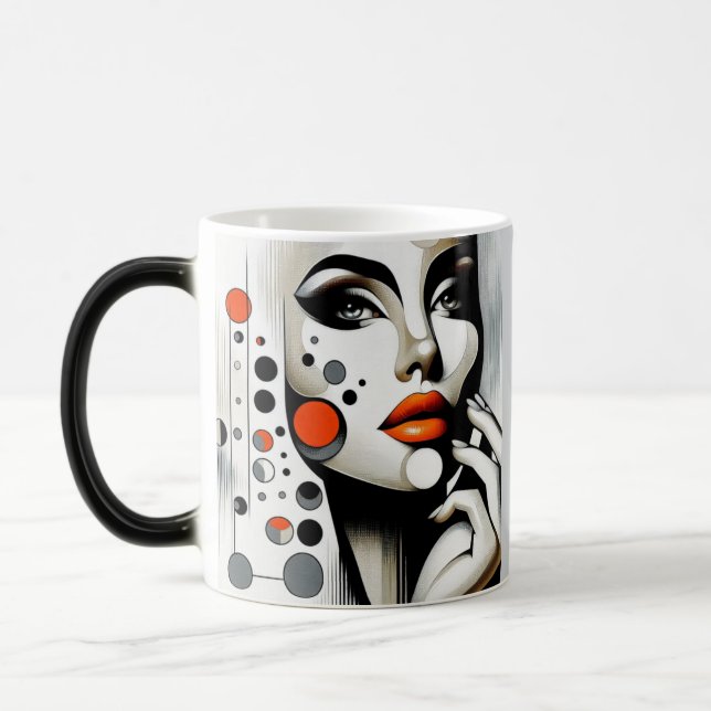 Retro Pop Diva: Geometrisches Design Abstrakte Kun Verwandlungstasse (Links)