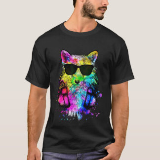 Retro Pop Fox Gamer mit Kopfhörer T-Shirt
