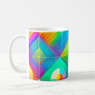 Retro-Pop-Geometrie-Tasse – Farbige Mitte des Jahr Kaffeetasse