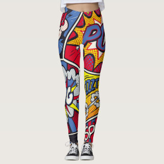 Retro Pop Kunst, Comic Schreien Muster. Leggings