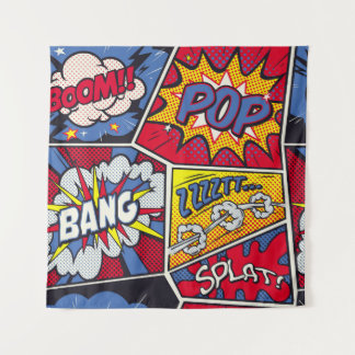Retro Pop Kunst, Comic Schreien Muster. Wandteppich