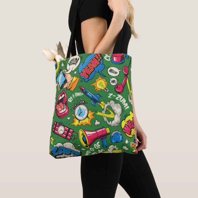 Retro Pop Kunstexplosion - Farbenfrohe Urban Chic Tasche (Von Nahem)