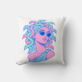 Retro-Pop-Medusa-Illustration – Pastell-Sonnenbril Kissen