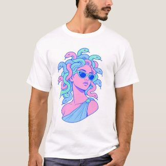 Retro-Pop-Medusa-Illustration – Pastell-Sonnenbril T-Shirt