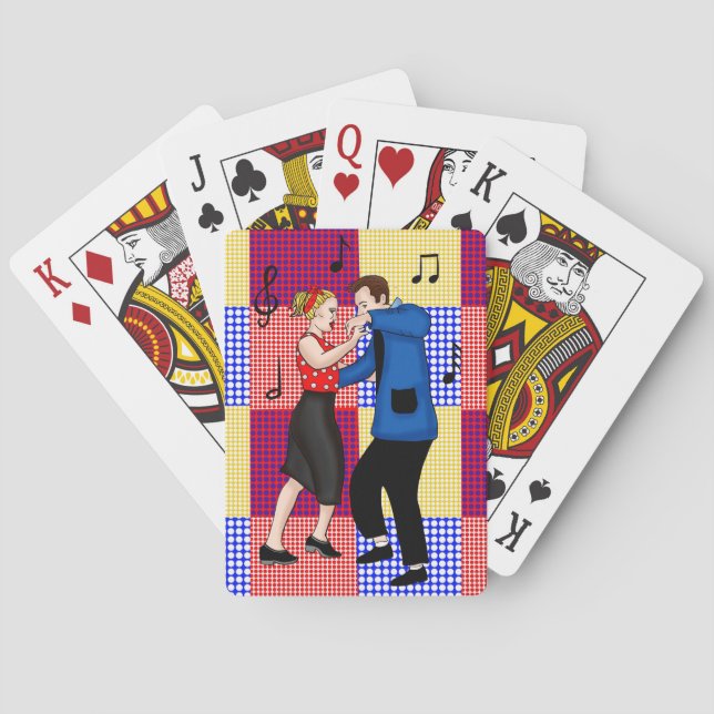 Retro Pop Nostalgische Grafik im Stil der 50er Jah Spielkarten (Rückseite)