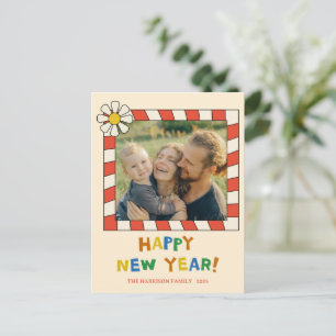 Retro-Pop-Rahmen Neujahrsfoto Postkarte