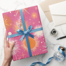 Retro-Pop Rosa Orange Burst Creme Abstrakte Muster