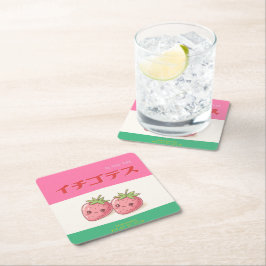 Retro Pop Strawberry Charm - Harajuku Kawaii Style Rechteckiger Pappuntersetzer