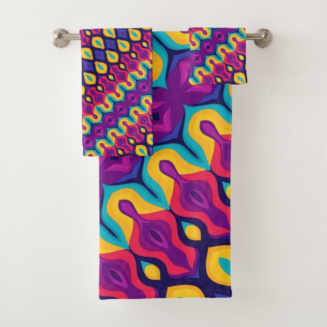 Retro Pop Teardrops Bold Badhandtuch Set (Insitu)