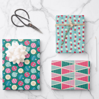Retro Pop Weihnachts-Set 3 Geschenkpapier Set