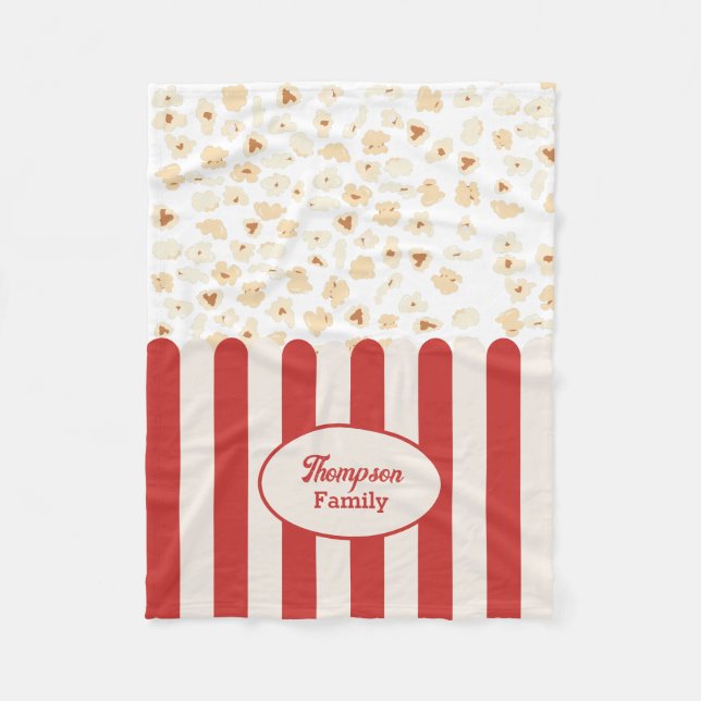 Retro-Popcorn-Kino-Monogramm Fleecedecke (Vorderseite)