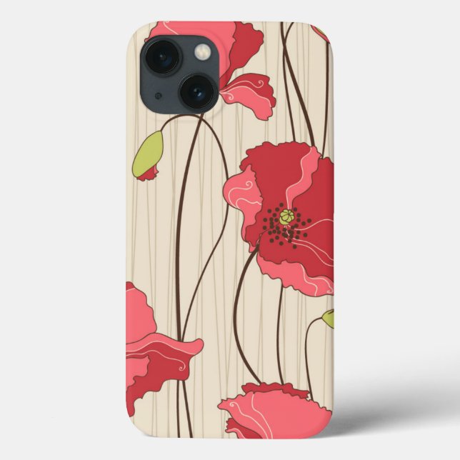 Retro Poppies Pattern Case-Mate iPhone Hülle (Rückseite)