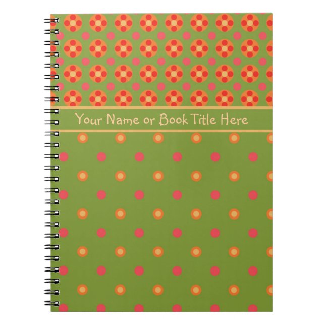 Retro Poppies, Polka Dots Spiral Notebook, Journal Notizblock (Vorderseite)