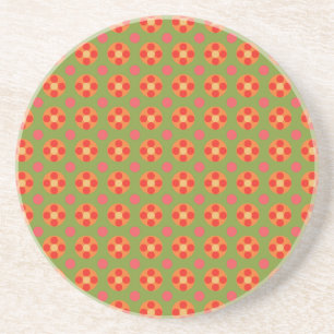 Retro Poppies und Polka Dots Sandstone Untersetzer