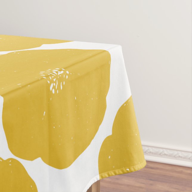 Retro Poppy Blumenmuster in Gelb und Weiß Tischdecke (Beispiel)
