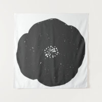 Retro Poppy Floral Art Muster in Schwarz-Weiß