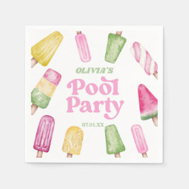 Retro Popsicle Birthday Pool Party Serviette