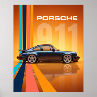 Retro Porsche 911 Farbige Streifen Poster