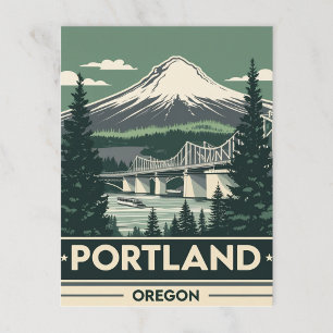 Retro Portland Oregon Bergbrücke Postkarte