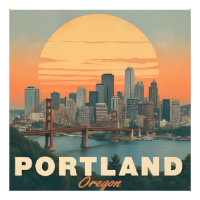 Retro Portland Oregon Skyline Vintage Reise