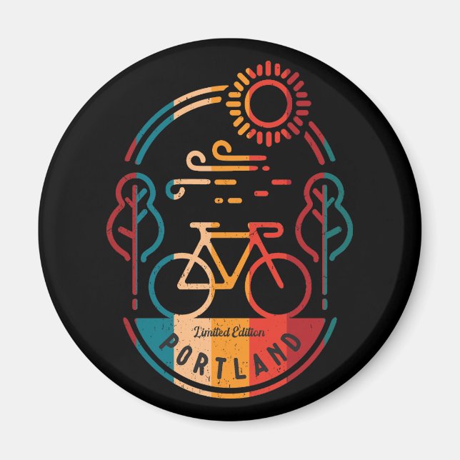 Retro Portland Radweg Magnet (Vorne)