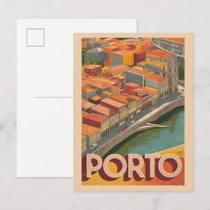 Retro Porto Stadt Portugal Reise Skyline Geschenke Postkarte