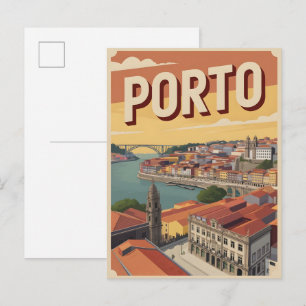Retro Porto Stadt Portugal Reise Skyline Geschenke Postkarte