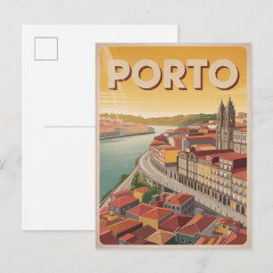 Retro Porto Stadt Portugal Reise Skyline Geschenke Postkarte