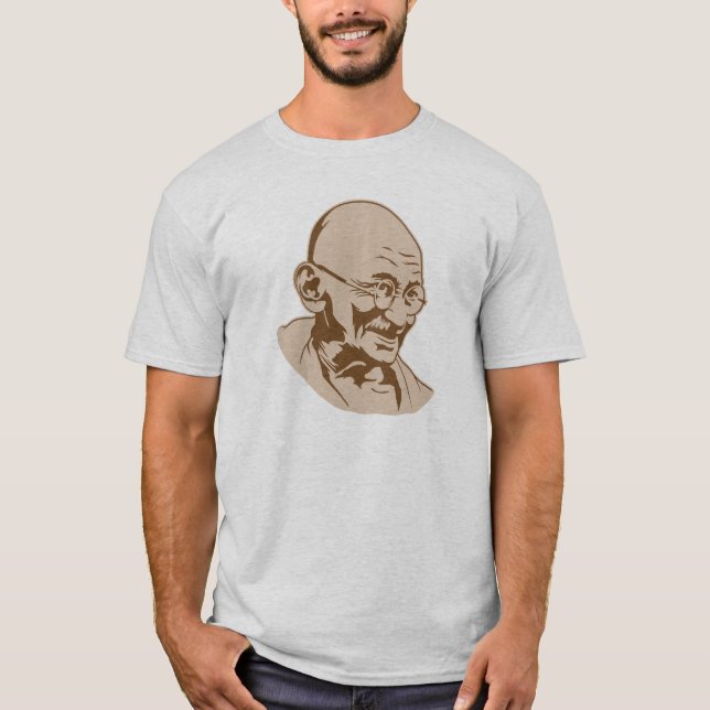 Retro Porträt-Schablone gandhi Indiens T-Shirt (Vorderseite)