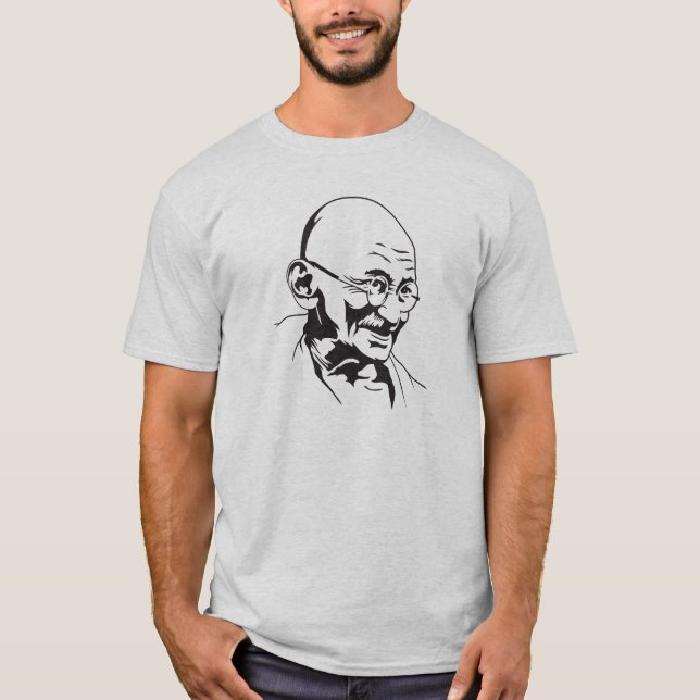 Retro Porträt-Schablone gandhi Indiens T-Shirt (Vorderseite)