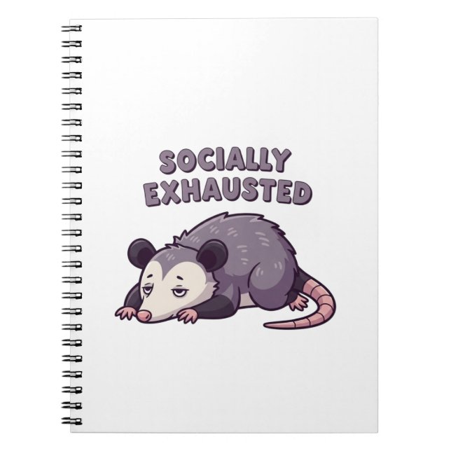 Retro Possum Social Battery Lined Notebook Notizblock (Vorderseite)