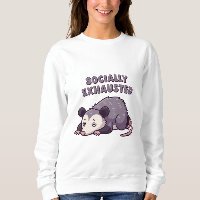 Retro Possum Socially Exhausted Women’s Sweatshirt (Vorderseite)