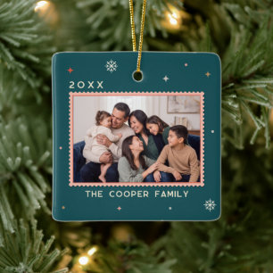 Retro-Post-Briefmarke-Weihnachts-Collage Keramikornament