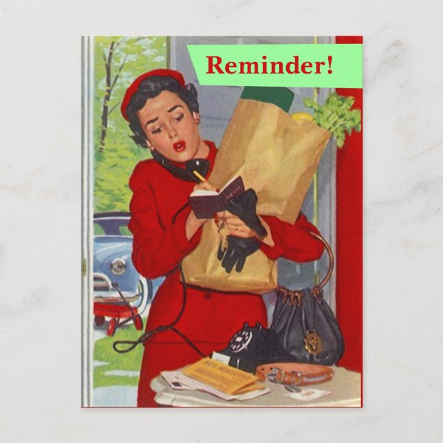 Retro Postcard Besy Lady Termin Erinnerung PC Postkarte (Vorderseite)