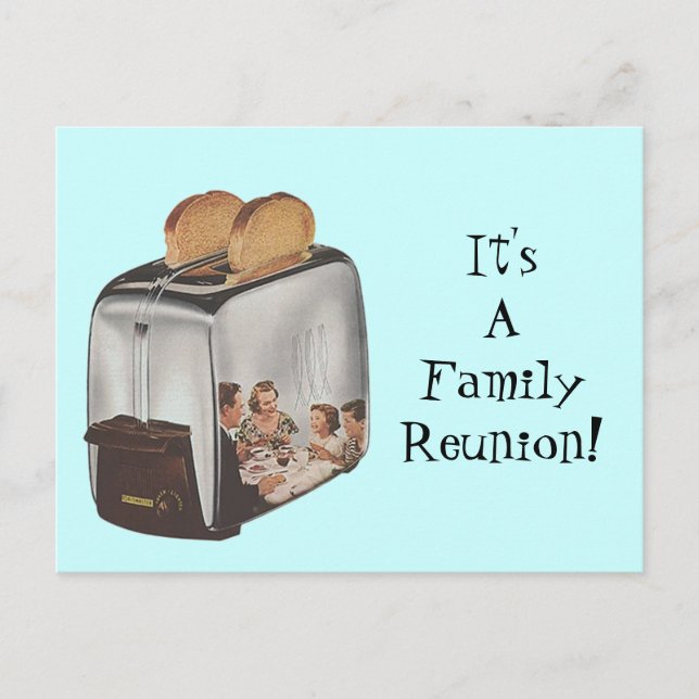 Retro Postcard Family Wiedersehen Reflection Toast Postkarte (Vorderseite)
