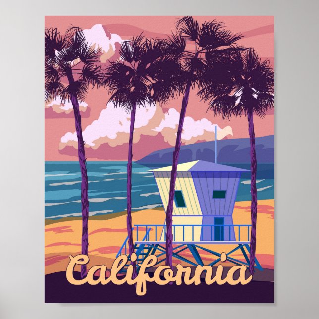 Retro Poster California. Lifeguard house (Vorne)