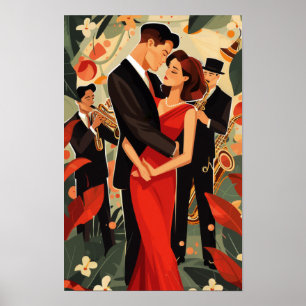 Retro-Poster Paar 1950er Jahre - Vintage Modeportr Poster