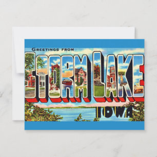 Retro-Postkarte aus Storm Lake, Iowa Postkarte