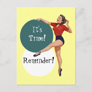 Retro-Postkarte Glückliche Dame Termin-Erinnerung Postkarte