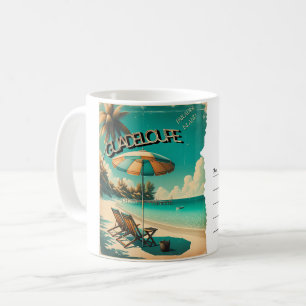 Retro-Postkarte Guadeloupe Exotischer Strand Kaffeetasse