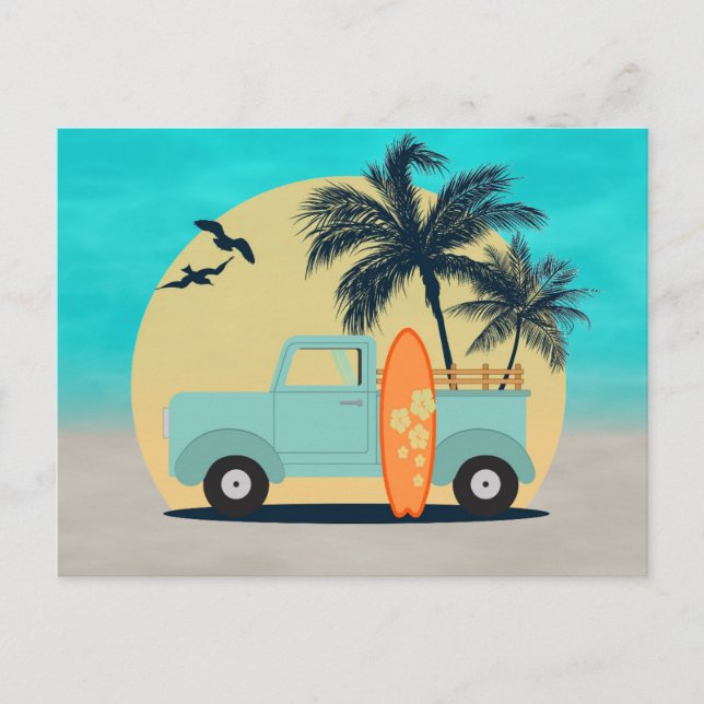 Retro-Postkarte surfen Postkarte (Vorderseite)