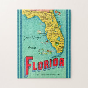 Retro-Postkarte von Florida 11x14