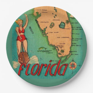 Retro Postkarte von Florida Pappteller