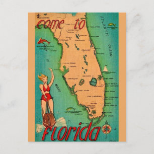 Retro-Postkarte von Florida  Postkarte
