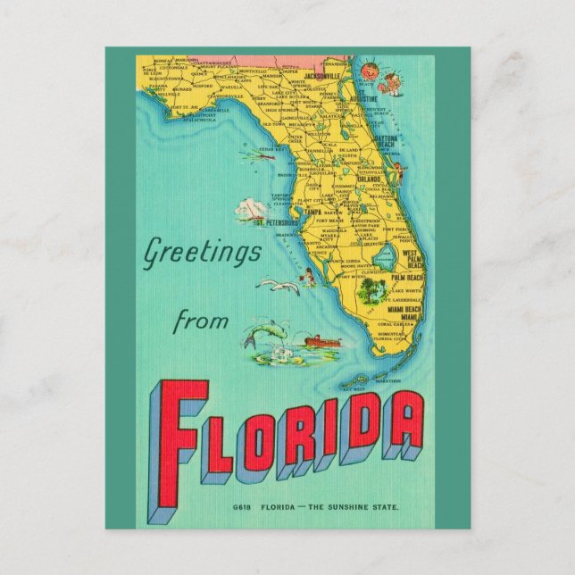 Retro-Postkarte von Florida  Postkarte (Vorderseite)