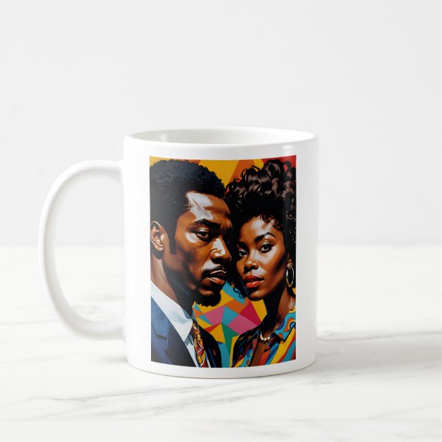 Retro Power Couple Vibranric Afrocentric Art T-Shi Kaffeetasse (Links)