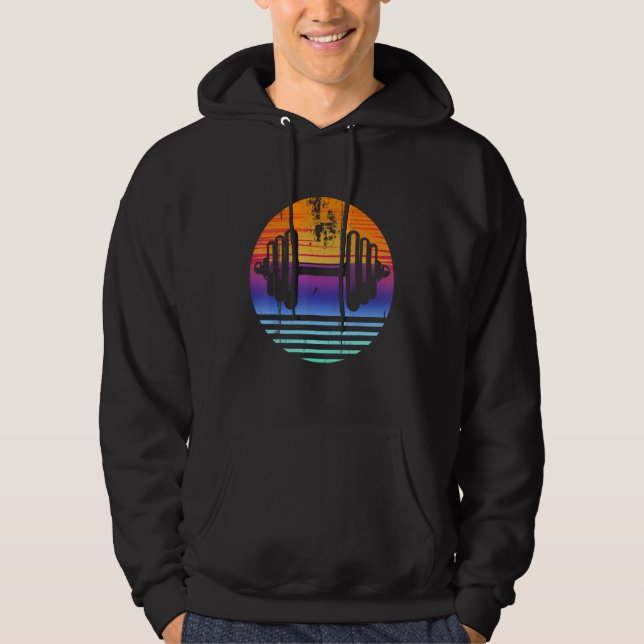 Retro Powerlifting Work Out Weight Lifting Dumbbel Hoodie (Vorderseite)