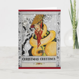 Retro Prallplatten-Weihnachtsgruß Feiertagskarte