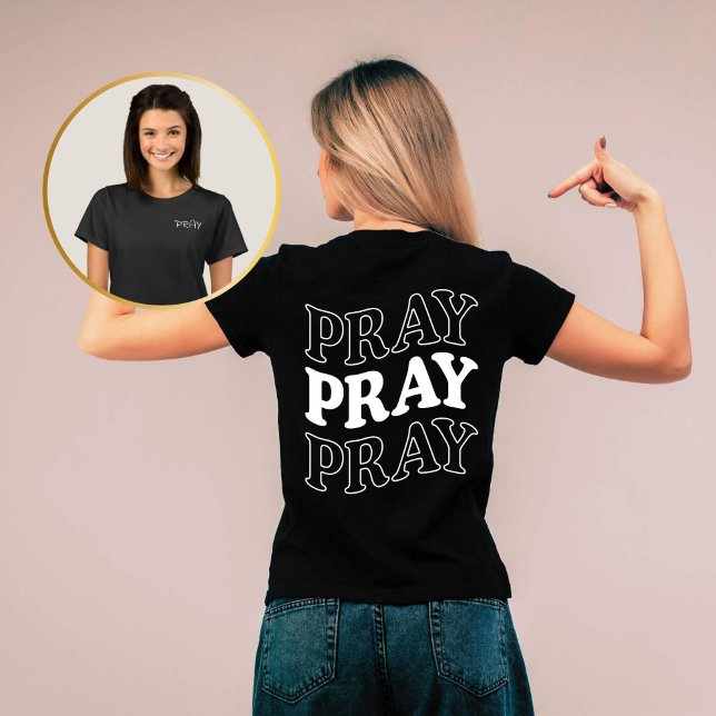 Retro Pray Pray Pray Christlicher T - Shirt (Embrace the power of prayer with our Retro "Pray Pray Pray" Christian Women's T-Shirt. )