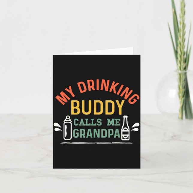 Retro Pregnancy Announcement Grandpa My Drinking B Karte (Vorderseite)